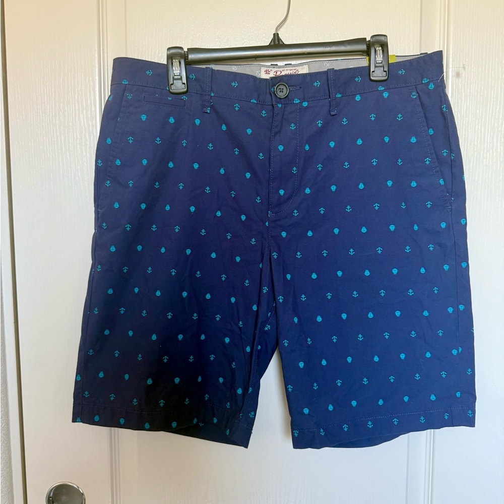 Penguin Shorts Mens 34 Navy Blue Flat Front Chino Cotton Outdoor Adult NWT